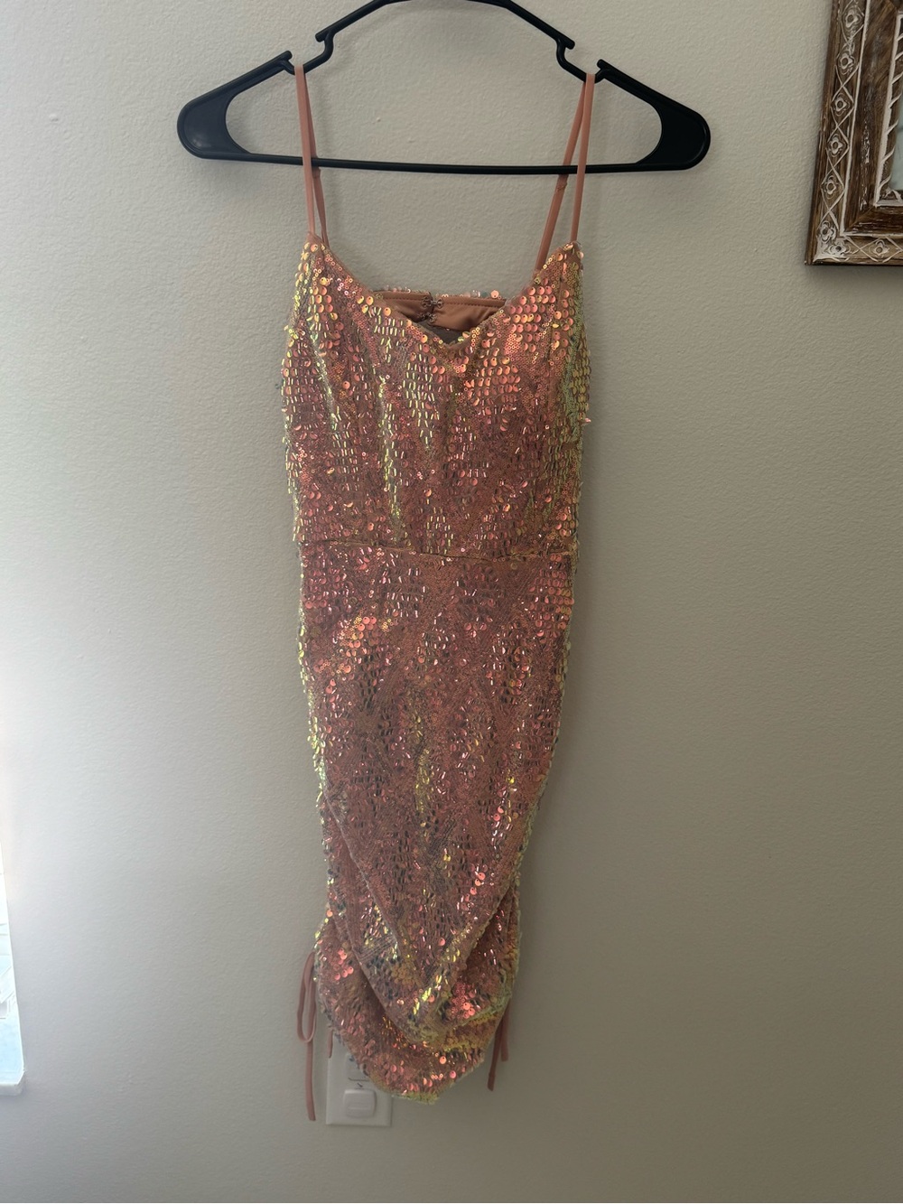 Sequin Slip Dress in Rose Gold